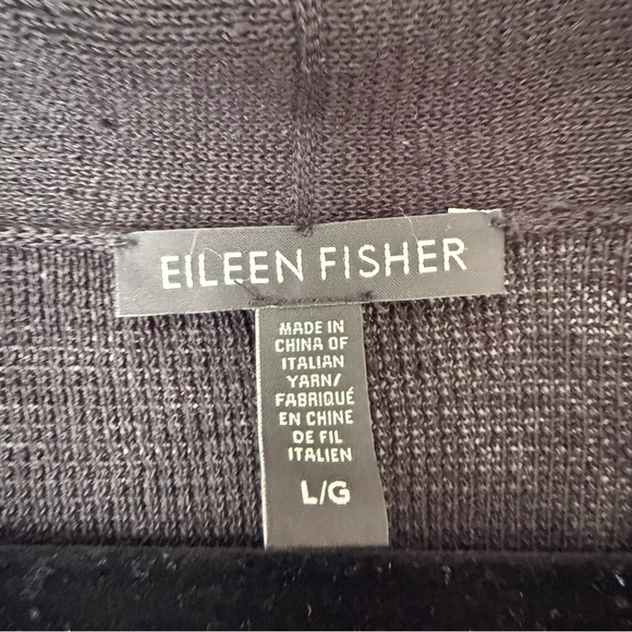 Eileen Fisher Black woven long open front cardigan Linen Blend Size Large - Picture 5 of 9